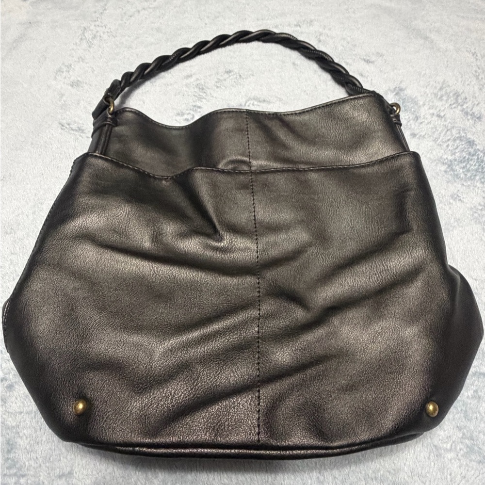 Soft Black Leather Hobo with Twisted Handle